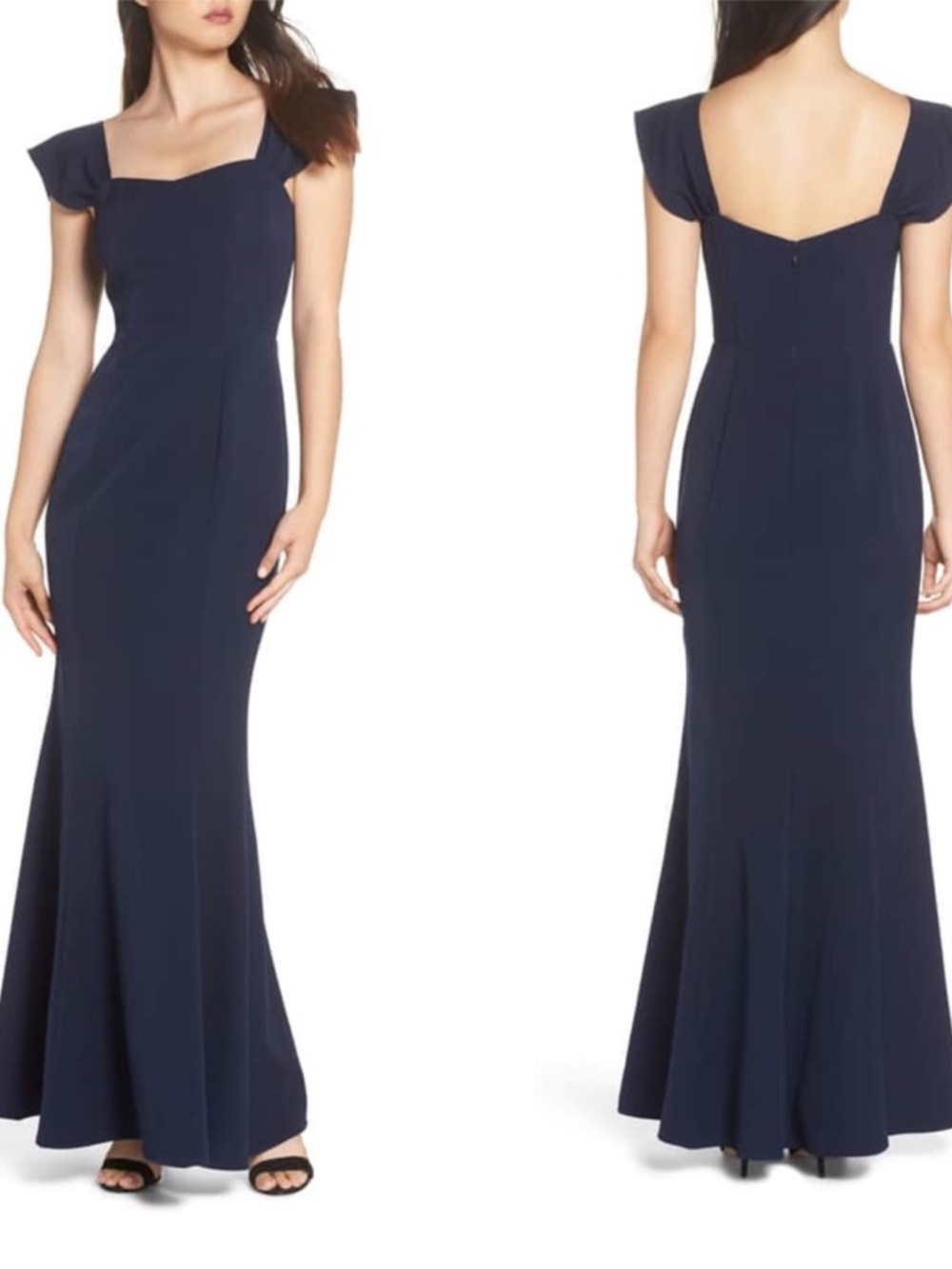 WAYF Lucy Off Shoulder Gown Navy Blue Size Small